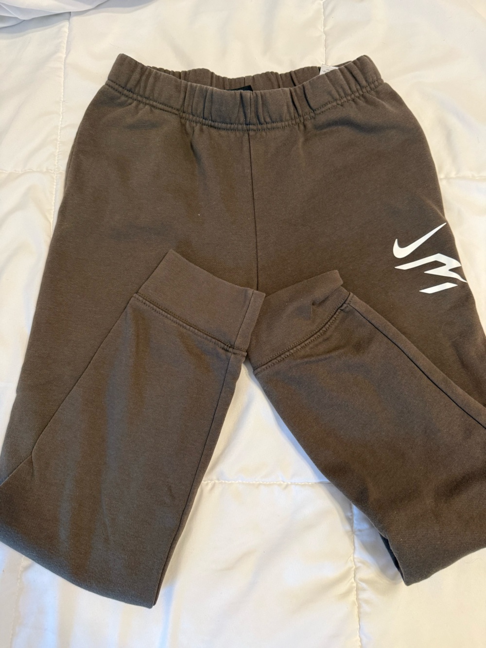 Nike Brown Kids Joggers with White Swoosh